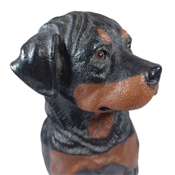 Vtg 12" Realistic Rottweiler Puppy Statue Figurine Glass Eyes Universal Statuary - Picture 11 of 11